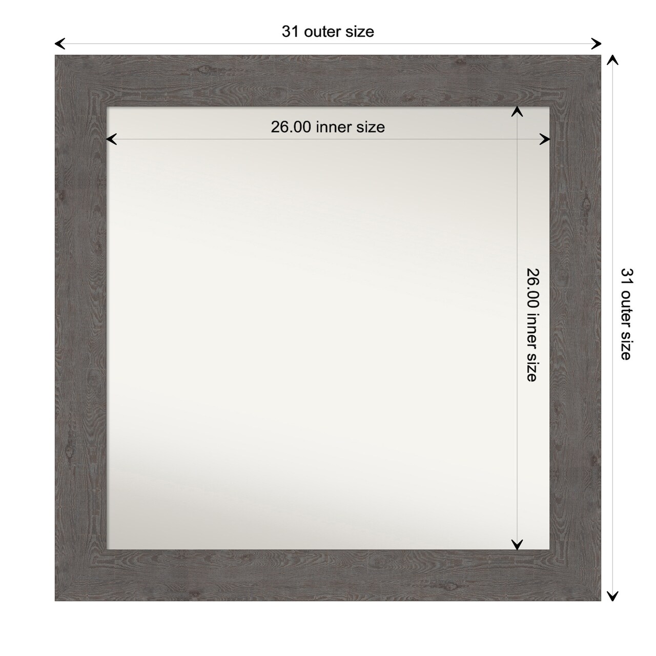 Amanti Art Non-Beveled Wall Mirror, Rustic Plank Espresso Frame
